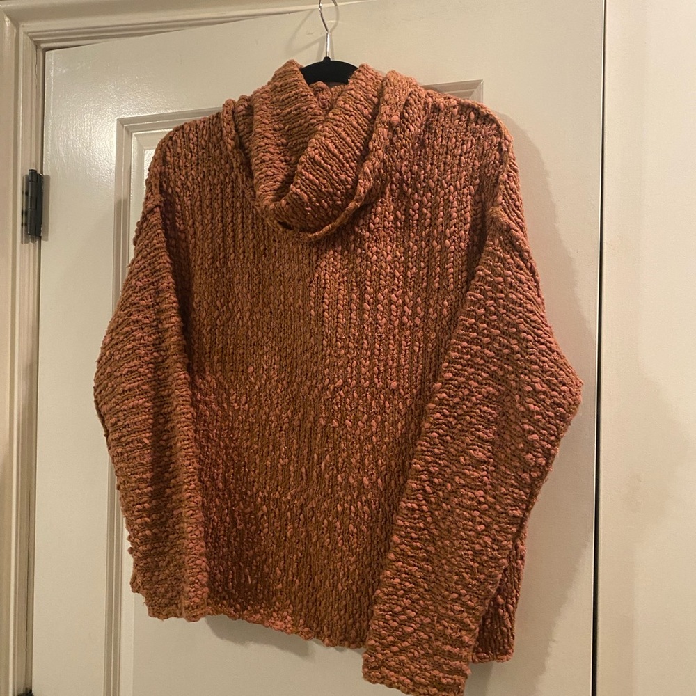 Cowl neck sweater in burnt orange